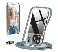 GOODVISH Cover Trasparente con Cordino per iPhone 17 Pro, Custodia con Regolabile Collana per iPhone 17 Pro 6.3", [Antiurto] [AntiGraffio] [Antiscivolo] Case con Laccio Tracolla, Pino Verde