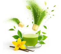 Goodwei Capsule Tè Matcha Vaniglia compatibile con Nespresso®* | 20 pezzi | Tè verde in polvere con estratto di vaniglia