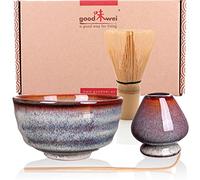 Goodwei Matcha Kit con Frusta in bambù per matcha, ciotola per matcha e porta scopa in ceramica | Matcha Set regalo (Uji)
