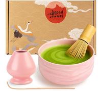 Goodwei Matcha Kit con Frusta Matcha, Ciotola Matcha e Supporto Frusta in ceramica con lo stesso design | Tazza Matcha Chawan, 320 ml | The Matcha Set Regalo (80, Pinku)