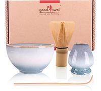 Goodwei Matcha Kit con Frusta Matcha, Ciotola Matcha e Supporto Frusta in ceramica con lo stesso design | Tazza Matcha Chawan, 210 ml | The Matcha Set Regalo (80, Moya)