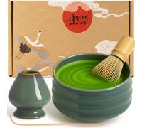 Goodwei Matcha Kit con Frusta Matcha, Ciotola Matcha e Supporto Frusta in ceramica con lo stesso design | Tazza Matcha Chawan tradizionale, 430 ml | The Matcha Set Regalo (80, Menouseki)