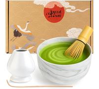Goodwei Matcha Kit con Frusta Matcha, Ciotola Matcha e Supporto Frusta in ceramica con lo stesso design | Tazza Matcha Chawan, 320 ml | The Matcha Set Regalo (80, Gurei)