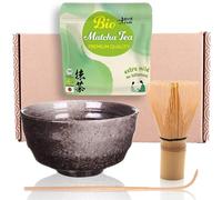 Goodwei Matcha Set Tè Vert Matcha BIO Giapponese con Frusta di Bambù, Tazza Matcha in Ceramica, | Ciotola Matcha Artistica | Confezione Regalo (Goma)