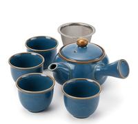 Goodwei Set da tè giapponese Kyusu - Caraffa laterale (320 ml) con colino in acciaio inox e 4 tazze da tè (110 ml) - autentico set regalo per tè verde con sencha biologica dal Giappone (Umi)