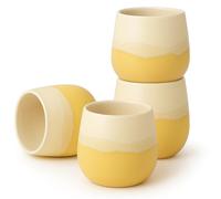 Goodwei Set di 4 tazze da tè giapponesi Fuji - Tazze in ceramica senza manico, forma arrotondata e design minimalista - Ideali per tè, matcha, caffè o espresso (Fuji Yellow)