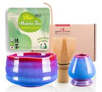 Goodwei Set di Matcha Completo - Tazza Cerimoniale con frusta e cucchiaio - incl. Tè Matcha Biologico Giapponese (Seiun)
