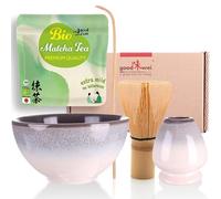 Goodwei Set di Matcha Completo - Tazza Cerimoniale con frusta e cucchiaio - incl. Tè Matcha Biologico Giapponese (Kiri)