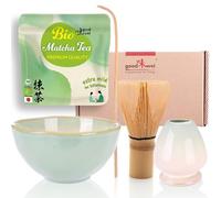 Goodwei Set di Matcha Completo - Tazza Cerimoniale con frusta e cucchiaio - incl. Tè Matcha Biologico Giapponese (Hasunomi)