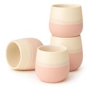 Goodwei Set di tazze da tè in ceramica giapponesi - 4 pezzi, forma arrotondata, elegante e moderna, tazze da tè per tè, latte matcha, succhi e altro ancora, 200 ml (Fuji Pink)