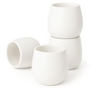 Goodwei Set di tazze da tè in ceramica giapponesi - 4 pezzi, forma arrotondata, elegante e moderna, tazze da tè per tè, latte matcha, succhi e altro ancora, 200 ml (Camellia White)