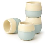 Goodwei Set di tazze da tè in ceramica giapponesi - 4 pezzi, forma arrotondata, elegante e moderna, tazze da tè per tè, latte matcha, succhi e altro ancora, 200 ml (Fuji Blue)