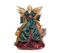 Goodwill Angelo in resina e tessuto, 30,5 cm, con ali in resina, colore: oro e smeraldo