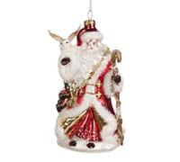 Goodwill Babbo Natale in vetro con gufo rosso, bianco e oro, 17 cm, ornamento da appendere