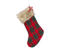 Goodwill Calza Natalizia Grande in Tessuto Tartan Scozzese e Raso H48 cm