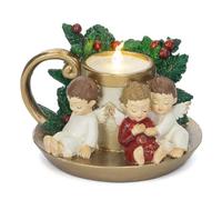 Goodwill Candela di Natale in Resina con Luce LED Angeli e agrifogli 14 cm