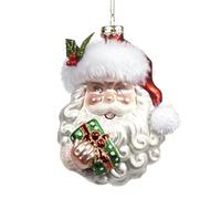 Goodwill Decorazione Natalizia Babbo Natale con Regalo in Vetro, Decorato a Mano 8x7xH11,5 cm