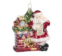 Goodwill Decoro Natalizio, addobbo per Albero, Babbo Natale in Vetro Glitterato 14 cm
