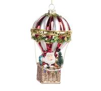 Goodwill Decoro Natalizio, addobbo per Albero, Babbo Natale in Vetro Glitterato su Mongolfiera 16 cm