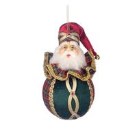 Goodwill Decoro Natalizio per Albero Sfera Tartan Scozzese, Palla in Tessuto con Babbo Natale 11 cm 2 Varianti(1pz) Verde