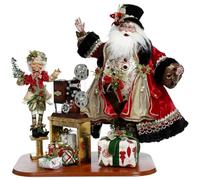 Goodwill Mark Roberts Scena Babbo Natale in Resina con Elfo, Realizzata a Mano 38 cm