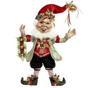 Goodwill Mark Roberts Statuina Elfo in Resina e Tessuto con campanelli, Realizzata a Mano H48.5 cm