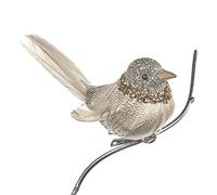 Goodwill: Natale crema e oro paillettes collo piuma uccello su una clip 13 cm