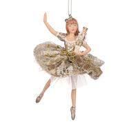 Goodwill Ornamento da appendere a forma di ballerina Clara in resina e tessuto, 12 cm, colore: oro e crema
