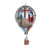 Goodwill Pallina di vetro con mongolfiera e Babbo Natale che vola sopra Londra, 14 cm