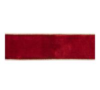 Goodwill Rotolo Nastro per Albero Natalizio Effetto Velluto Rosso e Oro 6,4 cmx5 Metri