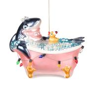 Goodwill Squalo in vetro da 12,5 cm in una vasca da bagno appeso ornamento natalizio