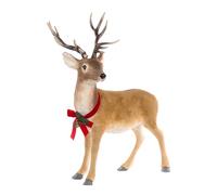 Goodwill Statua Natalizia Renna/Cerva in Tessuto con Fiocco Rosso e vischio 75 cm