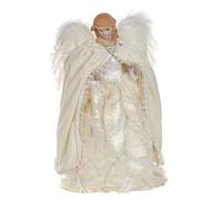 Goodwill Top in Tessuto di Porcellana e Pizzo Albero di Perle con Ali di Piuma 30 Centimetri di Crema e Bianco