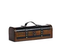 Goodwill Valigetta in legno per bottiglie di vino, 36 cm, Nero e marrone con finta pelle, 30 cm