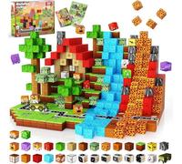 Goody King Costruzioni Magnetiche 100 Pezzi, Set di Blocchi Magnetici per Bambini - Giocattolo Creativo 3D con Dinosauri e Vulcano - Giocattoli Sensoriali STEM Regalo di Pasqua per Ragazzi e Ragazze