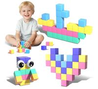 Goody King Costruzioni Magnetiche per Bambini 56 Pezzi, Blocchi Magnetici Giocattolo Educativo Montessori 3+ Anni, Magnetic Building Blocks Regalo STEM per Ragazzi e Ragazze (2,5 x 2,5 cm)