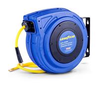Goodyear Avvolgitubo aria automatico, 9,5 mm x 20 m, tubo ibrido | Pressione max. 20 bar; corpo in polipropilene, tubo d'ingresso e maniglia PVC; supporto a parete e riavvolgimento automatico