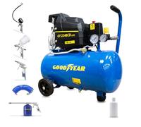 Goodyear - Compressore d'Aria Silenziato 24L, 1500W 220V 8 Bar, Compressore Portatile Professionale Senza Olio con Kit 5 Accessori per Auto e Officina