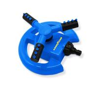 Goodyear - Irrigatore da Giardino a 360° con 3 Bracci e 12 Ugelli, Raggio Regolabile fino a 13,5 m, Copertura 70-140 m², Attacco 1/2”, Pressione 2,10 Bar, Modello Circolare