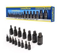 Goodyear Set di 15 chiavi a bussola Torx Impact 1/4 3/8 1/2 T6-T70 TRX-Star