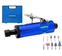 Goodyear - Smerigliatrice diritta pneumatica professionale 22000 rpm 1/4" e 1/8", lega di alluminio, kit con 10 pietre per affilare, 2 mandrini e accessori inclusi