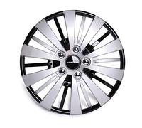 Goodyear Tourer GT Bicolor Copricerchi 15 Pollici Black Silver, Set 4 Pezzi, Fissaggio a Pressione, Copribulloni Cromati, Design Razze Sottili, Effetto Cerchi in Lega, Compatibili Cerchi Acciaio