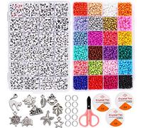 GoodyKing,Kit di perline per braccialetti - Kit di creazione di perline - Set di perline per pony in vetro, lettera alfabeto, arte e artigianato fai da te, fidanzata e ragazzo, età 6 7 8 9