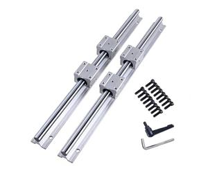 GooEquip Guida Lineare SBR16 500mm Set di Guide per Cuscinetti Lineari con 2 x Alberi di Guida da 500 mm e 4 x Blocchi SBR16UU, Guida di Scorrimento Lineare Inossidabile con Fori Preforati
