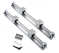 GooEquip SBR12 - Guida lineare da 1500 mm, 2 guide lineari e 4 blocchi di supporto con ferma guide SBR12, lunghezza della guida lineare di 1500 mm, guide lineari per stampanti 3D e parti CNC