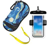 GOOGIT Set 3 Pezzi Custodia Morbida Occhiali con Laccio Galleggiante e Custodia Cellulare Impermeabile Touch (Stellato)