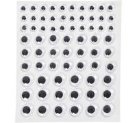 Googly Eyes, D: 8+12+14 mm, 69 pc, white, 1sheet