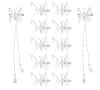 GOOHOCHY 12 Pezzi Clip per Chioma Farfalla in Metallo Argento con Farfalla Mobile Elegante, Comoda e Piccola per Spose e Occasioni Speciali
