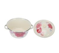 GOOHOCHY 1pezzi Bacinella Smaltata Doppio Manico con Coperchio Contenitore Spesso Versatile per Cucina Adatta per Cottura Induzione e Conservazione Alimenti Design Vintage Stili multipli