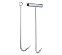GOOHOCHY 2 Ganci per Sollevamento Tombini in Ferro Argento, Strumento di Sollevamento Resistente per Porte e Coperchi, Utile per Manutenzione e Lavori Industriali